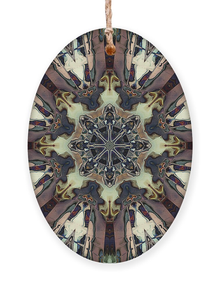 Copper Ornament featuring the digital art Copper And Green Mandala by Phil Perkins