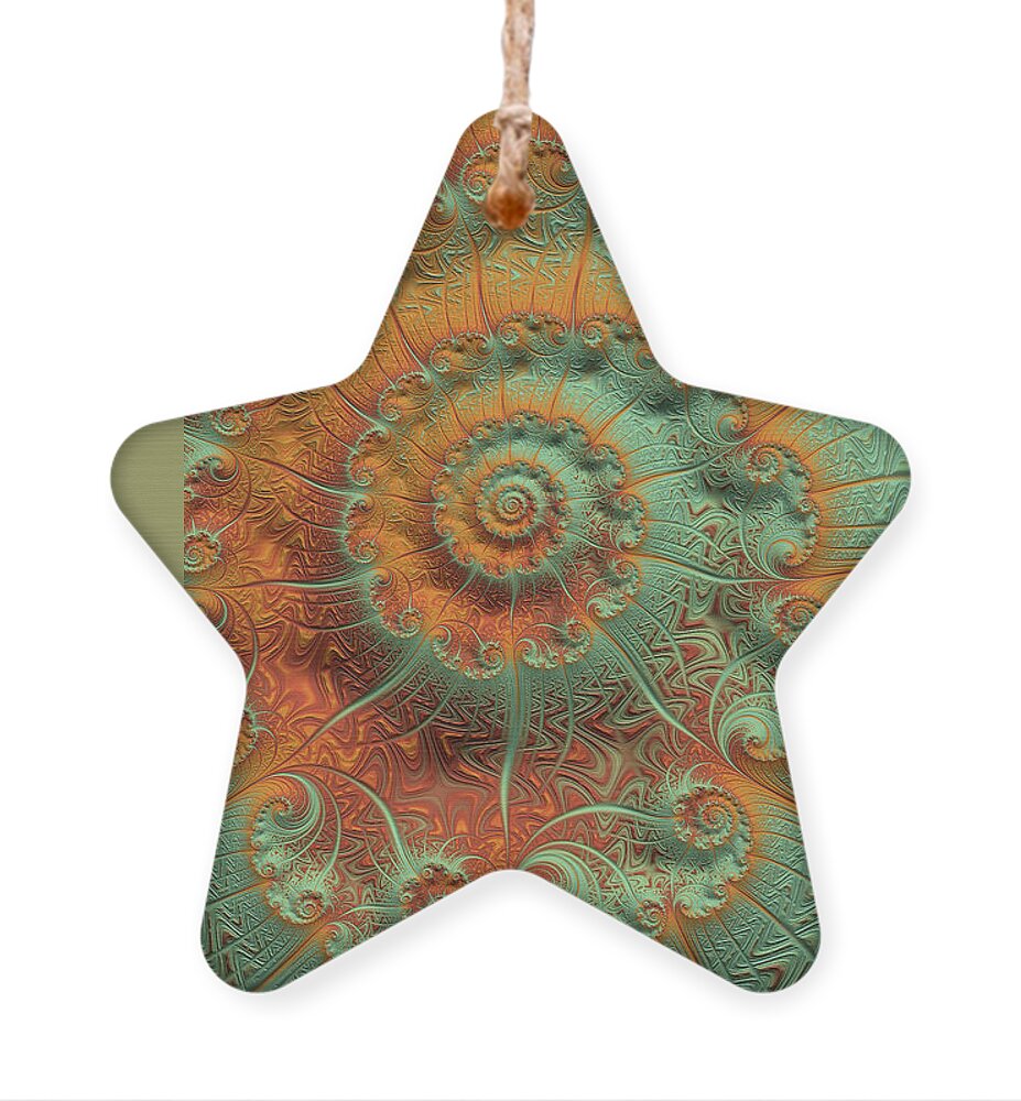 Copper Verdigris Ornament featuring the digital art Copper Verdigris by Susan Maxwell Schmidt