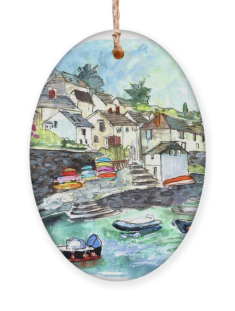 Travel Ornament featuring the painting Coverack On Lizard Peninsula 06 by Miki De Goodaboom