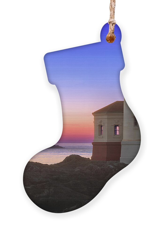 Lighthouse Ornament featuring the photograph Crab Boat At The Bandon Lighthouse by James Eddy