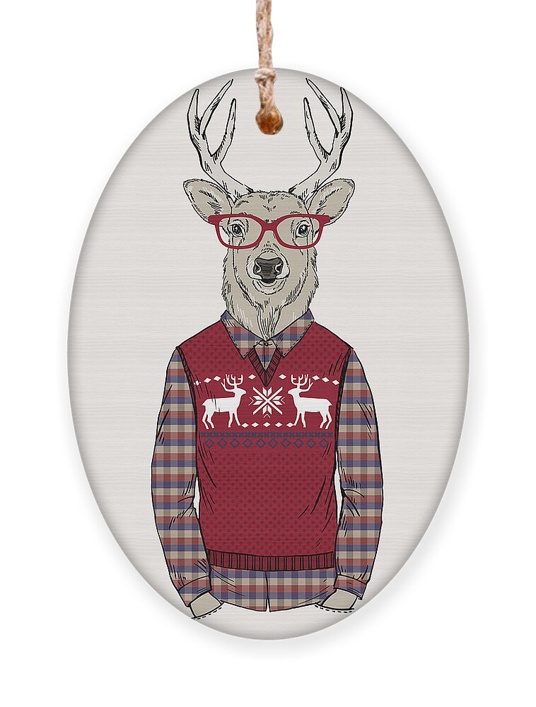Fancy Ornament featuring the digital art Deer Man Dressed Up In Jacquard by Olga angelloz