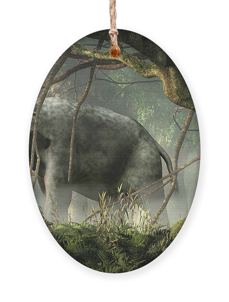 Hoe Tusker Ornament featuring the digital art Deinotherium by Daniel Eskridge