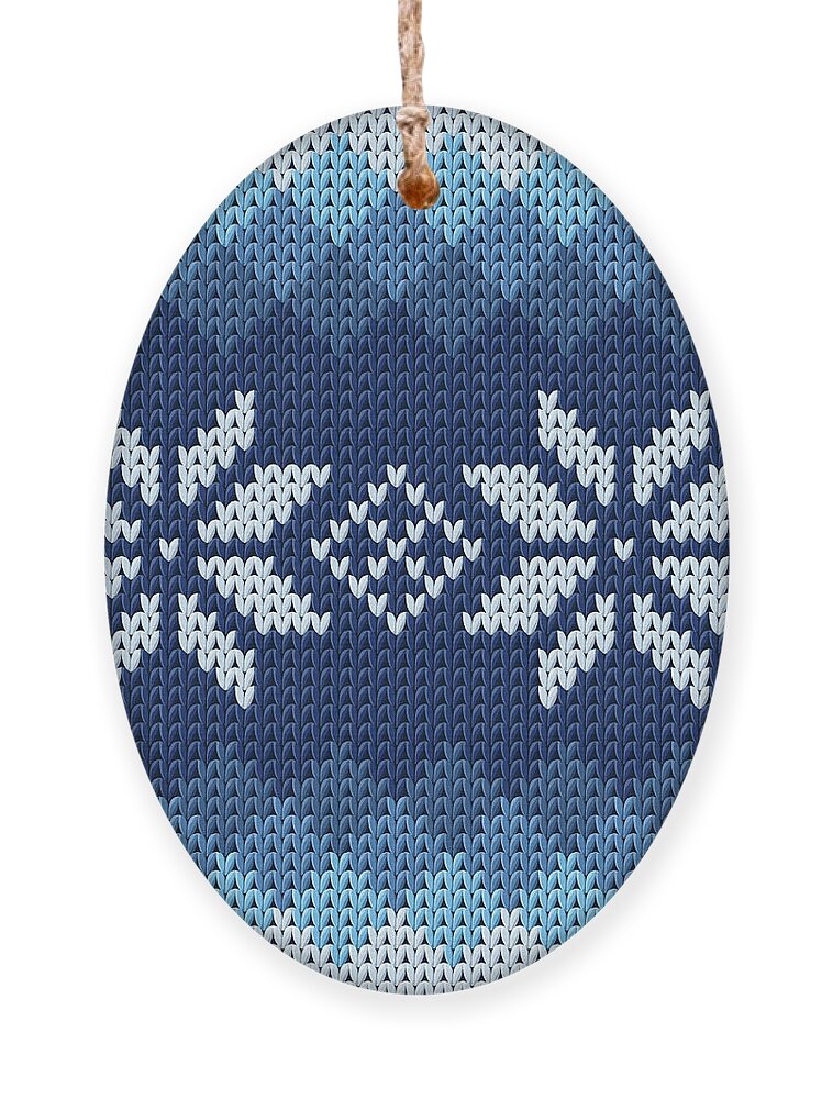 Dress Ornament featuring the digital art Detailed Knitted Blue Jacquard Pattern by Anna.zabella