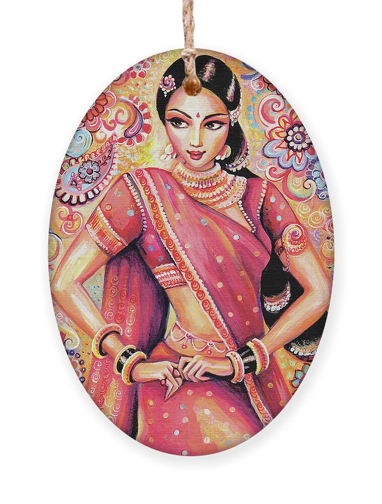 Indian Dancer Ornament featuring the painting Devika Dance by Eva Campbell