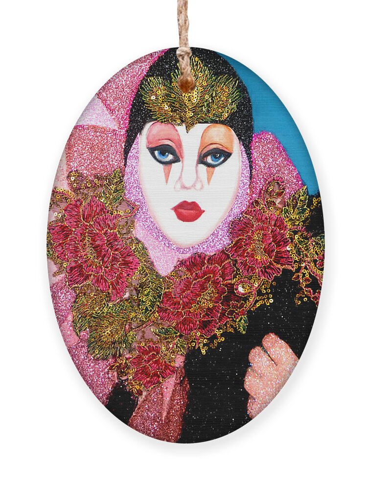Mixed Media Painting Ornament featuring the mixed media Doda - Carnival of Venice by Anni Adkins