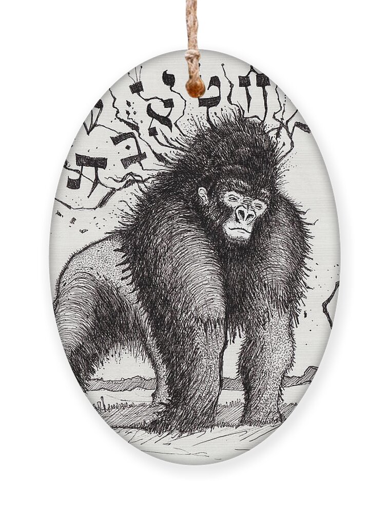 Gorilla Ornament featuring the painting Dougie by Yom Tov Blumenthal