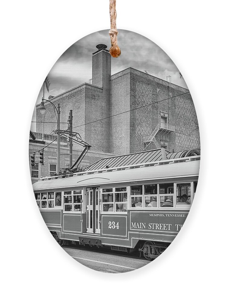 Memphis Ornament featuring the photograph Downtown Memphis - Black and White by Susan Rissi Tregoning
