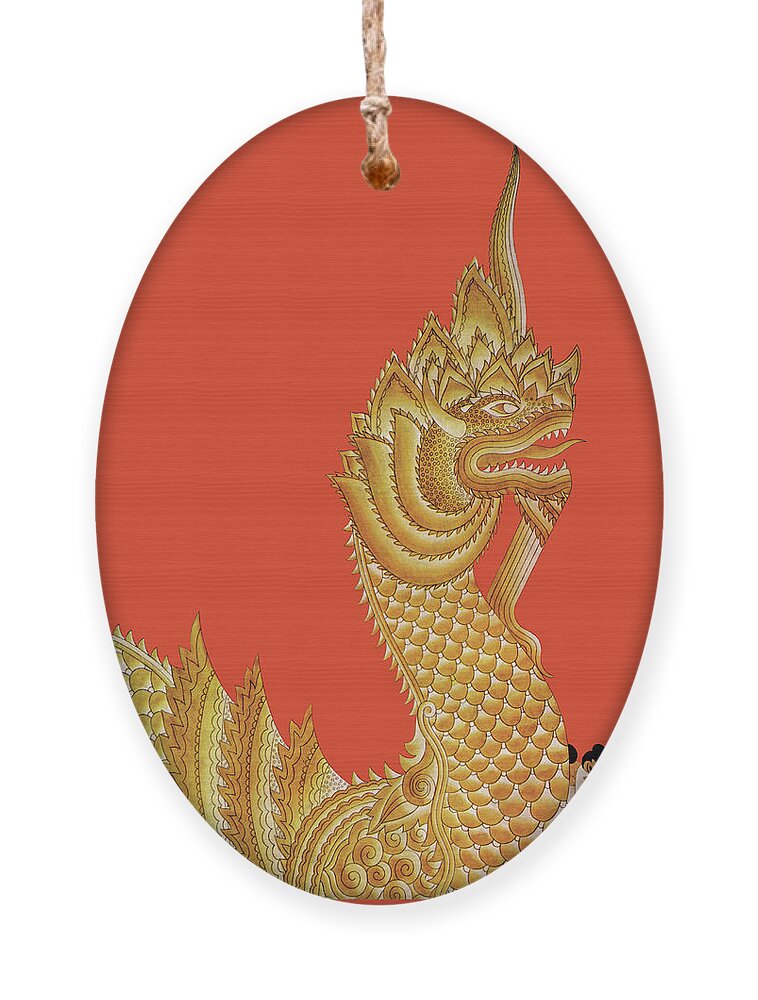 Dragon Ornament featuring the painting Dragon Temple of Siam by Frank McIntosh