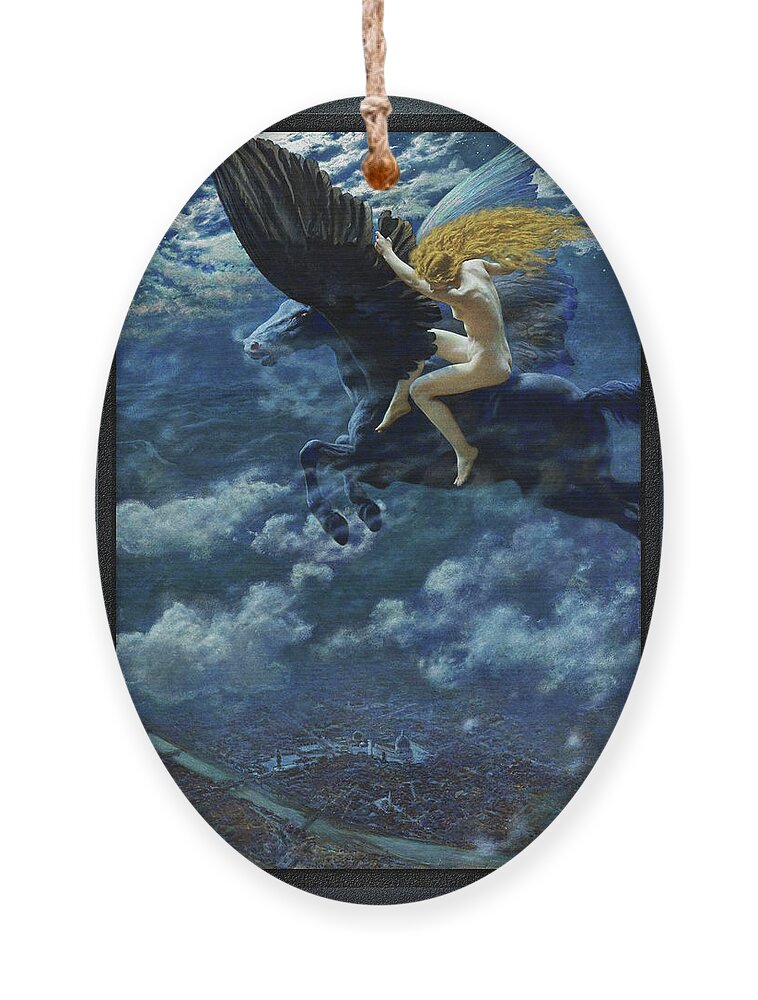 Dream Idyll Ornament featuring the painting Dream Idyll A Valkyrie by Edward Robert Hughes by Rolando Burbon
