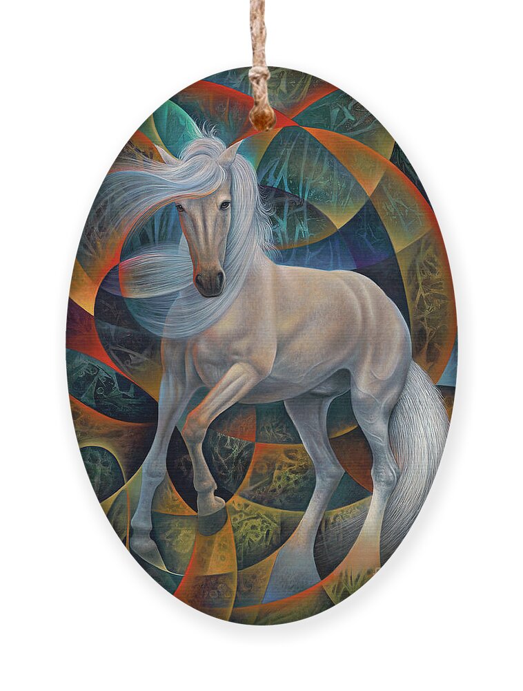 Horse Ornament featuring the painting Dynamic Stallion by Ricardo Chavez-Mendez