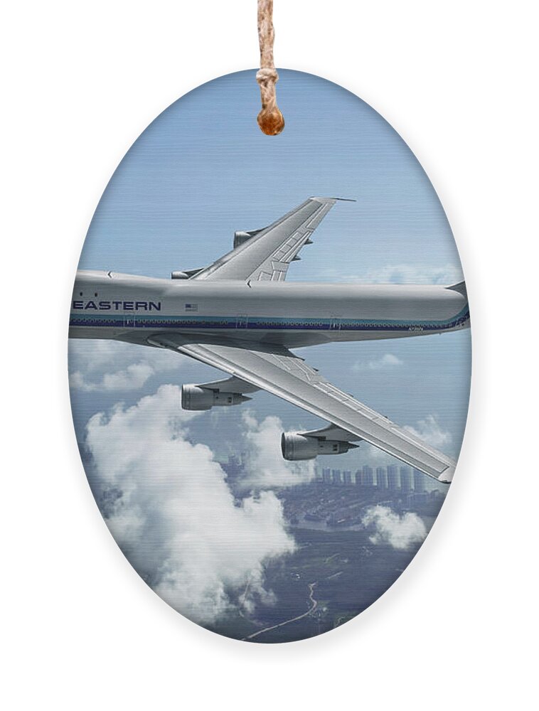 Eastern Airlines Ornament featuring the digital art Eastern Airlines Boeing 747 by Erik Simonsen