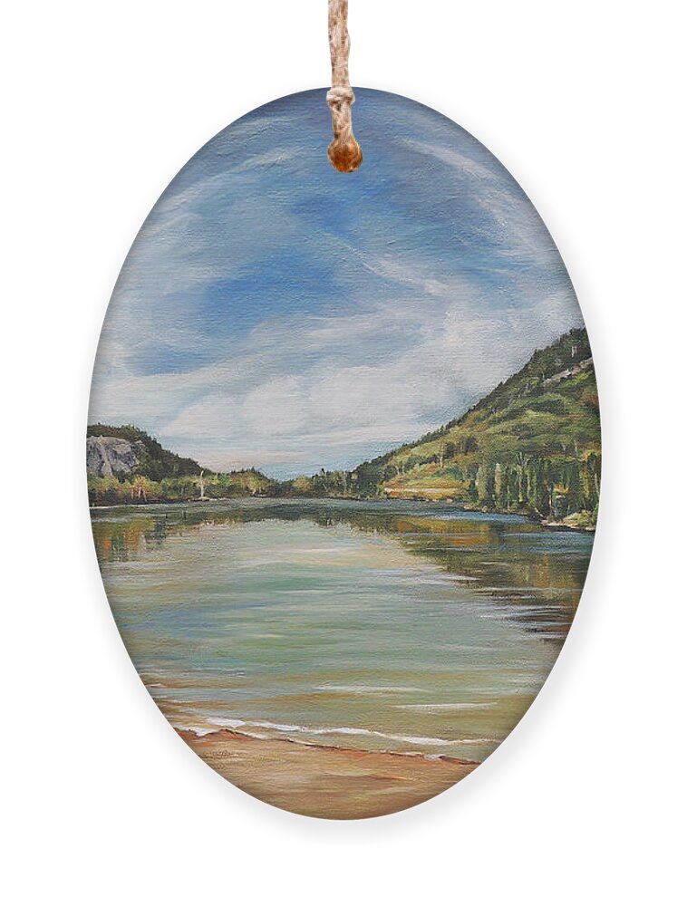 Echo Lake Ornament featuring the painting Echo Lake in Franconia Notch New Hampshire by Nancy Griswold