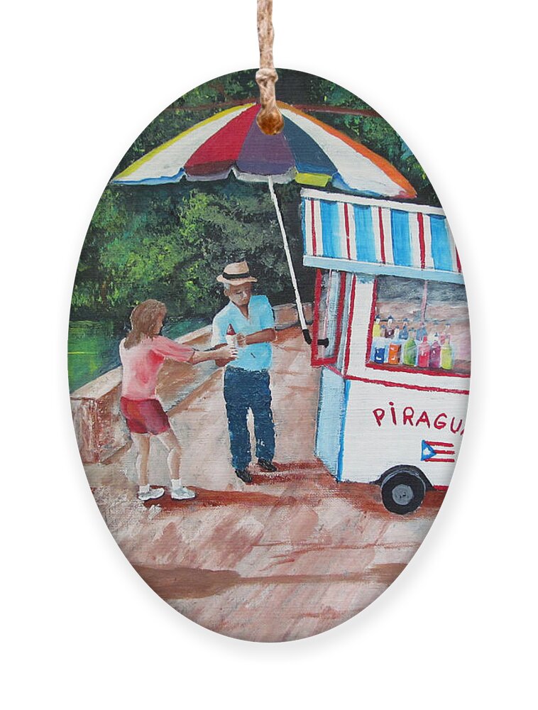 Piragua Ornament featuring the painting El Piraguero by Luis F Rodriguez