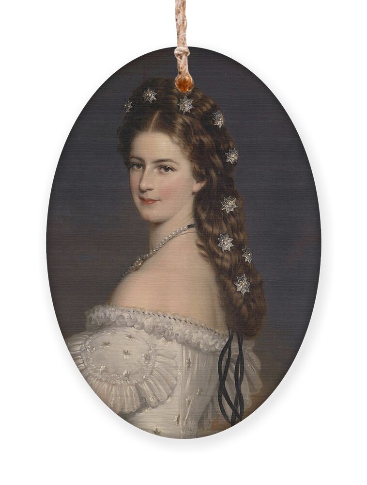 Empress Elisabeth Of Austria Ornament featuring the painting Empress Elisabeth of Austria by Franz Xaver Winterhalter by Rolando Burbon
