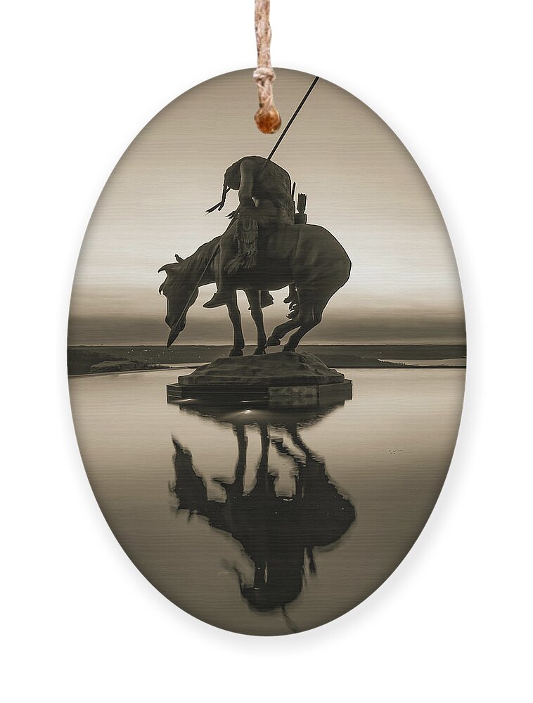 America Ornament featuring the photograph End of the Trail at Top of the Rock - Sepia II by Gregory Ballos