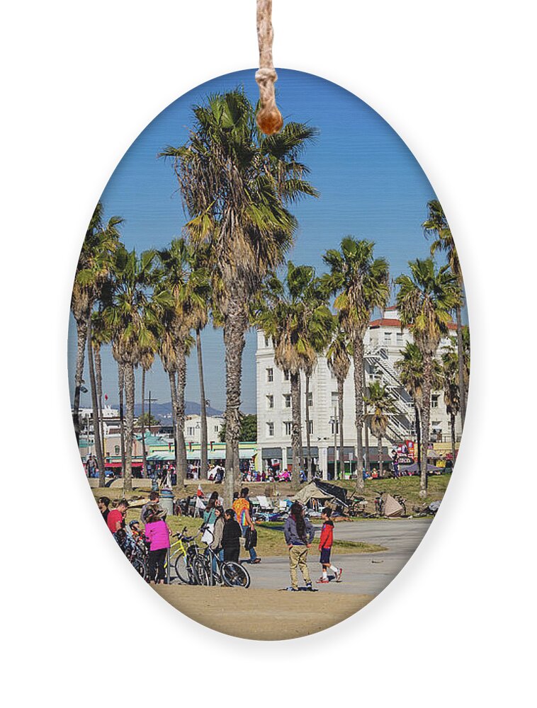 Beach Ornament featuring the photograph Enjoyable Day on Venice Beach by Roslyn Wilkins