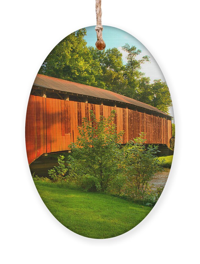Enslow Ornament featuring the photograph Enslow Bridge Over Sherman Creek by Adam Jewell