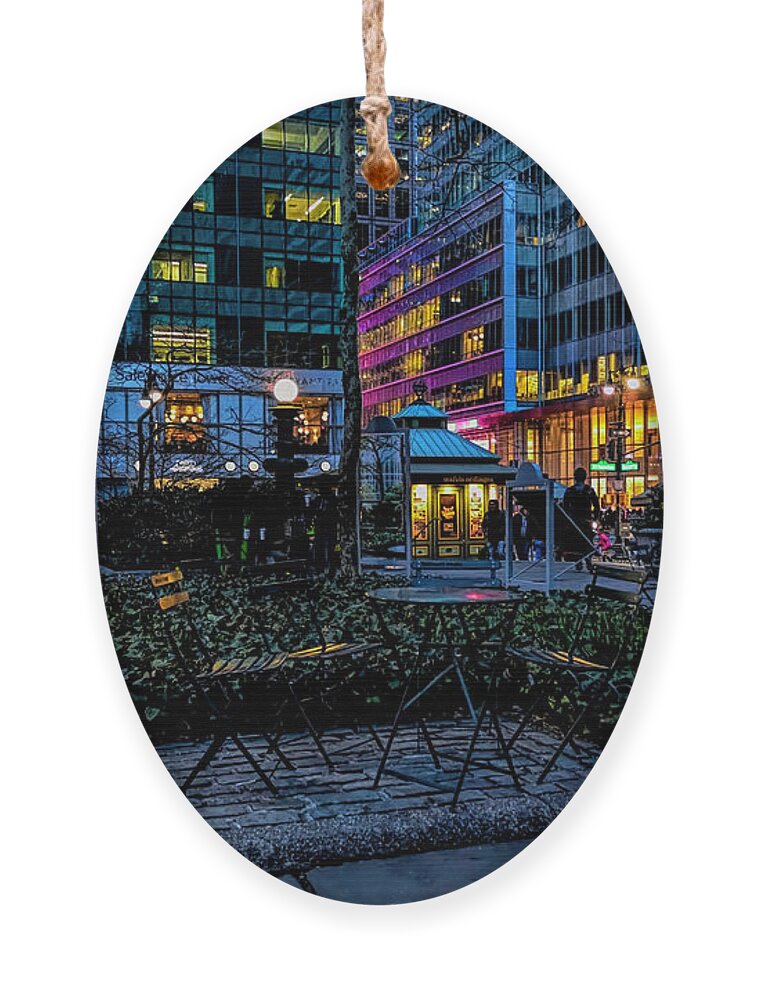 Bryant Park Ornament featuring the photograph Evening in Bryant Park by Alison Frank
