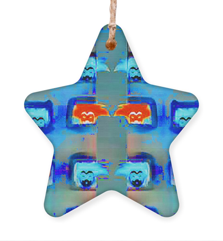 Blue Ornament featuring the digital art Facial Creations by Gabby Tary