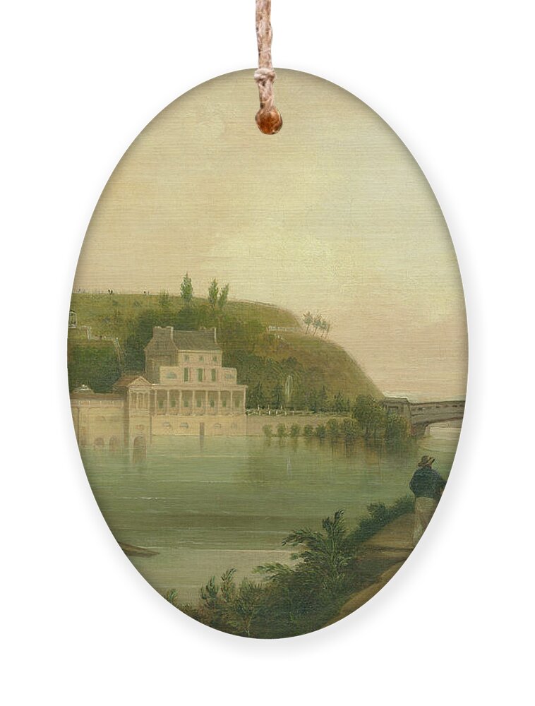 Fairmount Waterworks Ornament featuring the painting Fairmount Waterworks about 1838 by Unknown