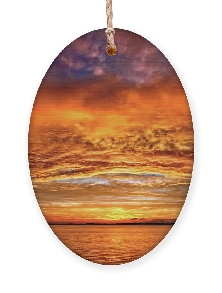 Sunset Ornament featuring the photograph Fire Over Lake Eustis by Christopher Holmes
