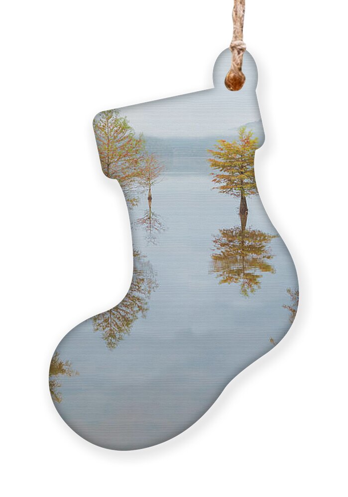 Carolina Ornament featuring the photograph Floating Into Fall by Debra and Dave Vanderlaan