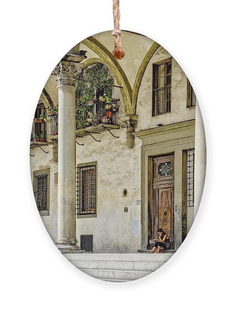 Florence Ornament featuring the photograph Florence - reader in la Annunziata by Weston Westmoreland