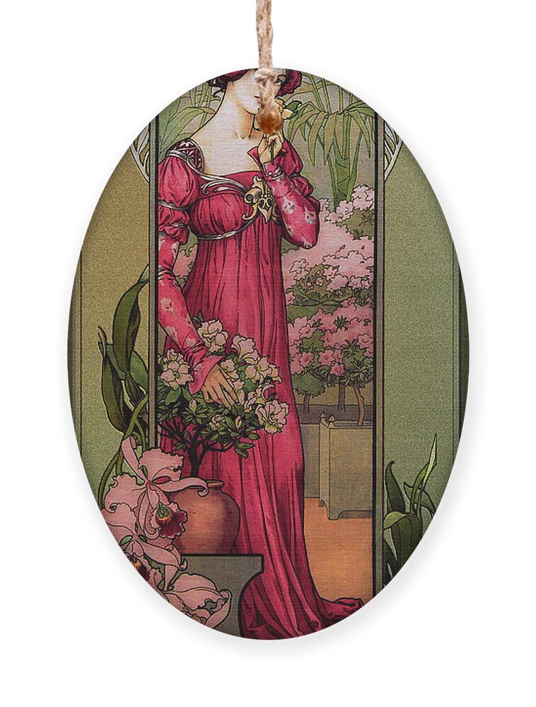 Flowers Of Gardens Ornament featuring the painting Flowers Of Gardens by Elisabeth Sonrel by Rolando Burbon