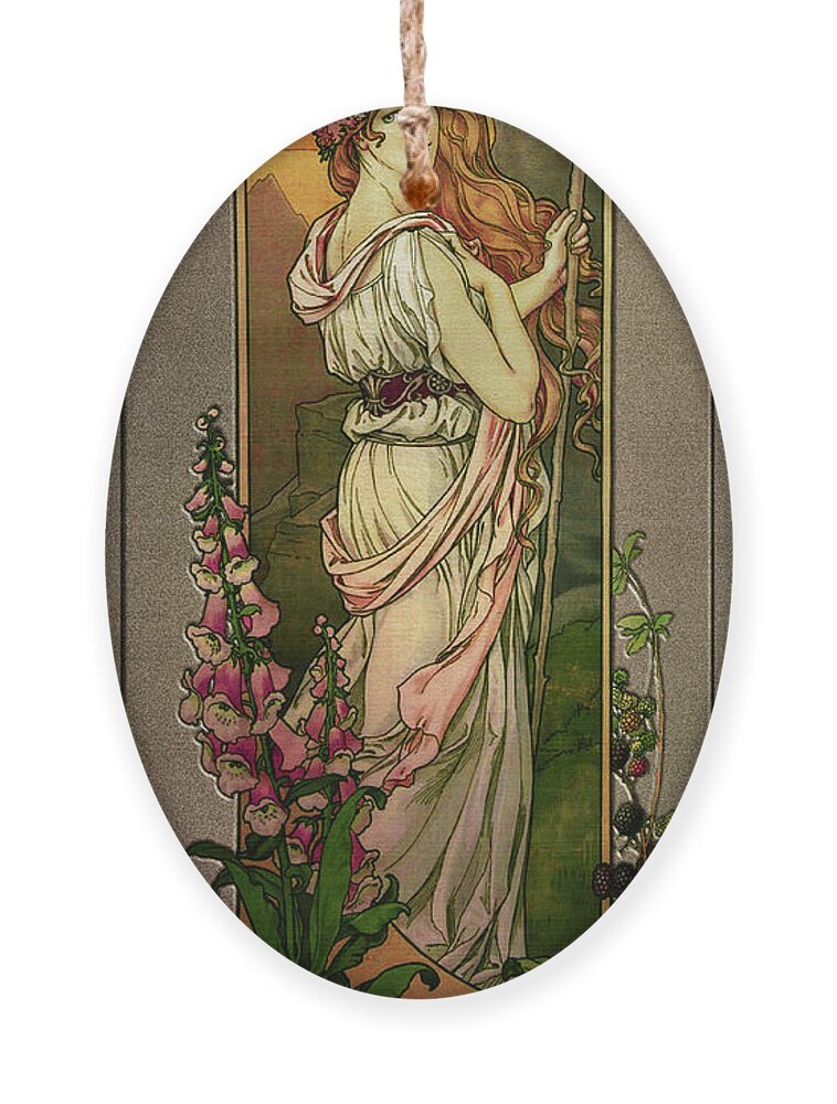 Flowers Of Mountains Ornament featuring the painting Flowers Of Mountains by Elisabeth Sonrel by Rolando Burbon