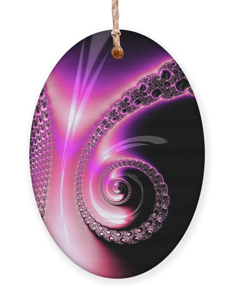Spiral Ornament featuring the photograph Fractal Spiral pink purple and black by Matthias Hauser