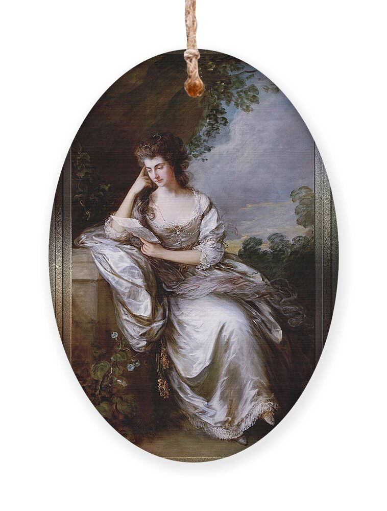 Frances Browne Ornament featuring the painting Frances Browne by Thomas Gainsborough by Rolando Burbon