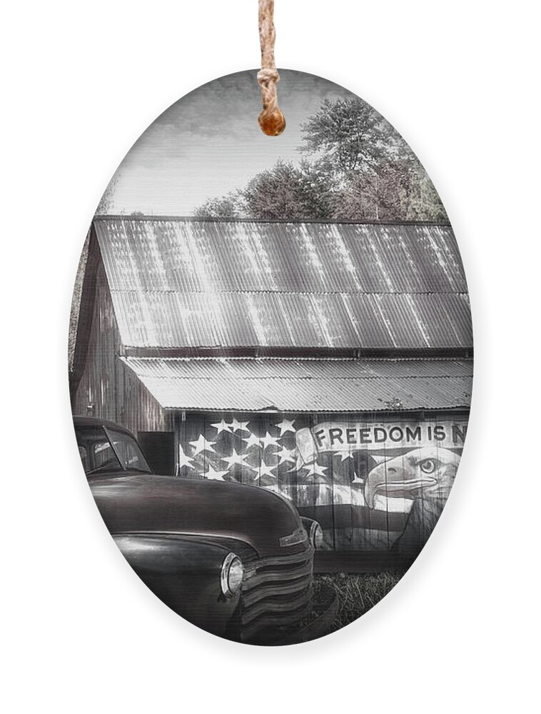 American Ornament featuring the photograph Freedom is not Free Black and White by Debra and Dave Vanderlaan