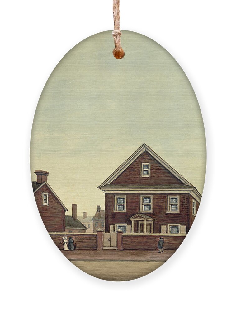 William Breton Ornament featuring the drawing Friends Meeting House and Old Courthouse by William Breton