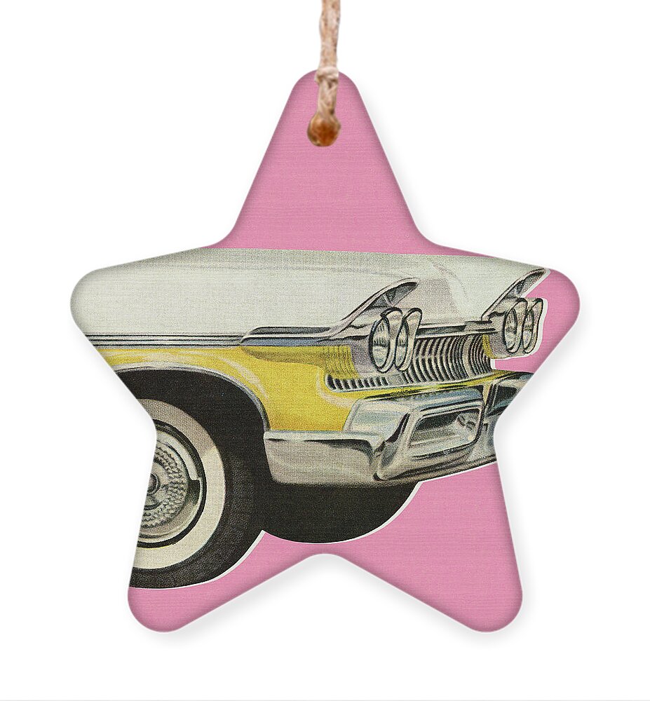 Front of White and Yellow Vintage Car Ornament by CSA Images - Pixels