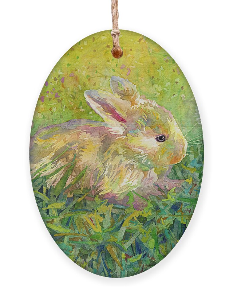 Rabbit Ornament featuring the painting Gentle Wish by Hailey E Herrera