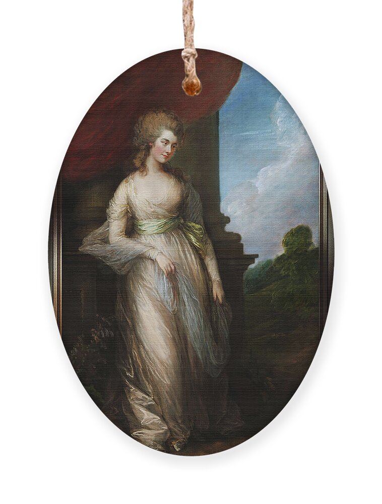 Georgiana Duchess Of Devonshire Ornament featuring the painting Georgiana Duchess of Devonshire by Thomas Gainsborough by Rolando Burbon