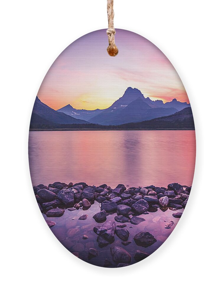 Sunset Ornament featuring the photograph Glacier National Park by Larry Mcmillian