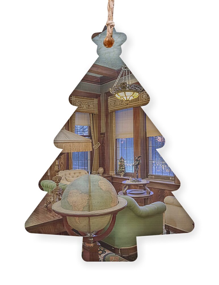 Glensheen Ornament featuring the photograph Glensheen Library #1 by Susan Rissi Tregoning
