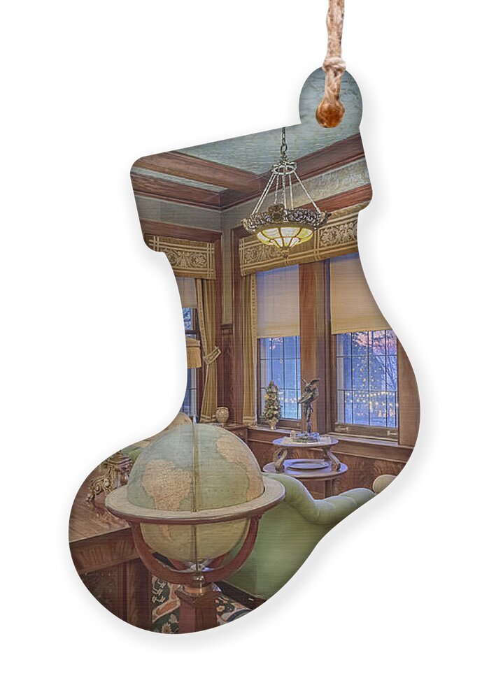 Glensheen Ornament featuring the photograph Glensheen Library #1 by Susan Rissi Tregoning