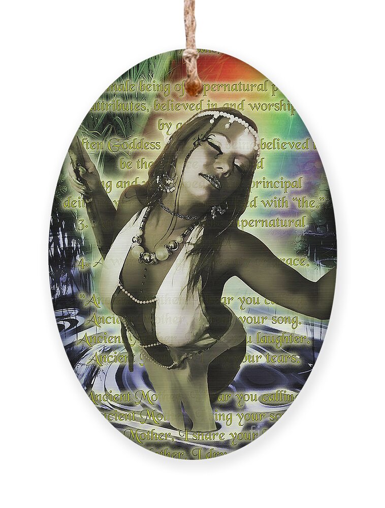 Dark Ornament featuring the digital art Goddess Blessings by Recreating Creation