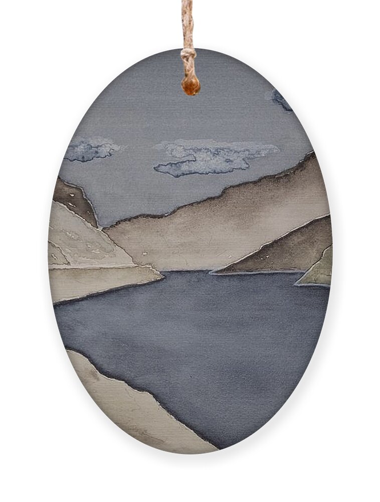 Watercolor Ornament featuring the painting Gray Land Lore by John Klobucher