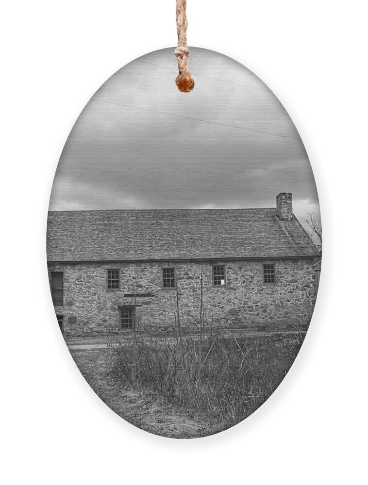 Waterloo Village Ornament featuring the photograph Grey Skies Over Fieldstone - Waterloo Village by Christopher Lotito