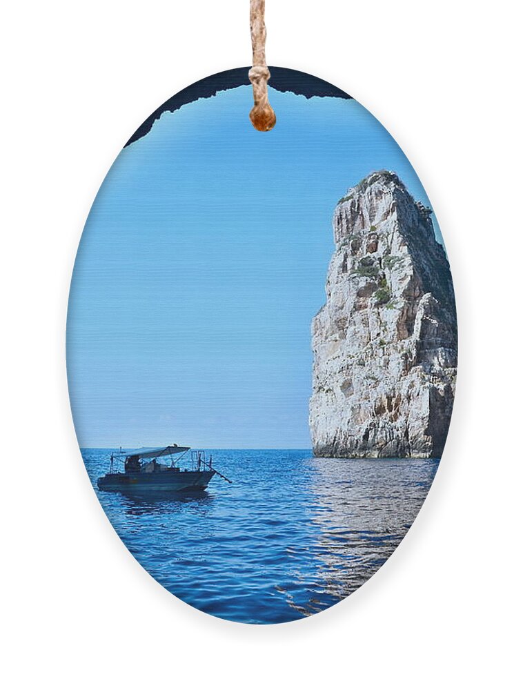 Reflection Ornament featuring the photograph Greeceisland Paxos-view by Bikemp