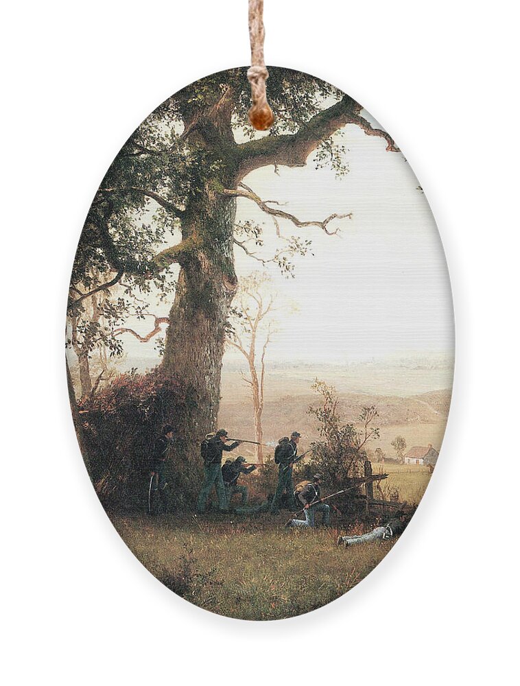 Guerilla Ornament featuring the painting Guerilla Warfare by Albert Bierstadt