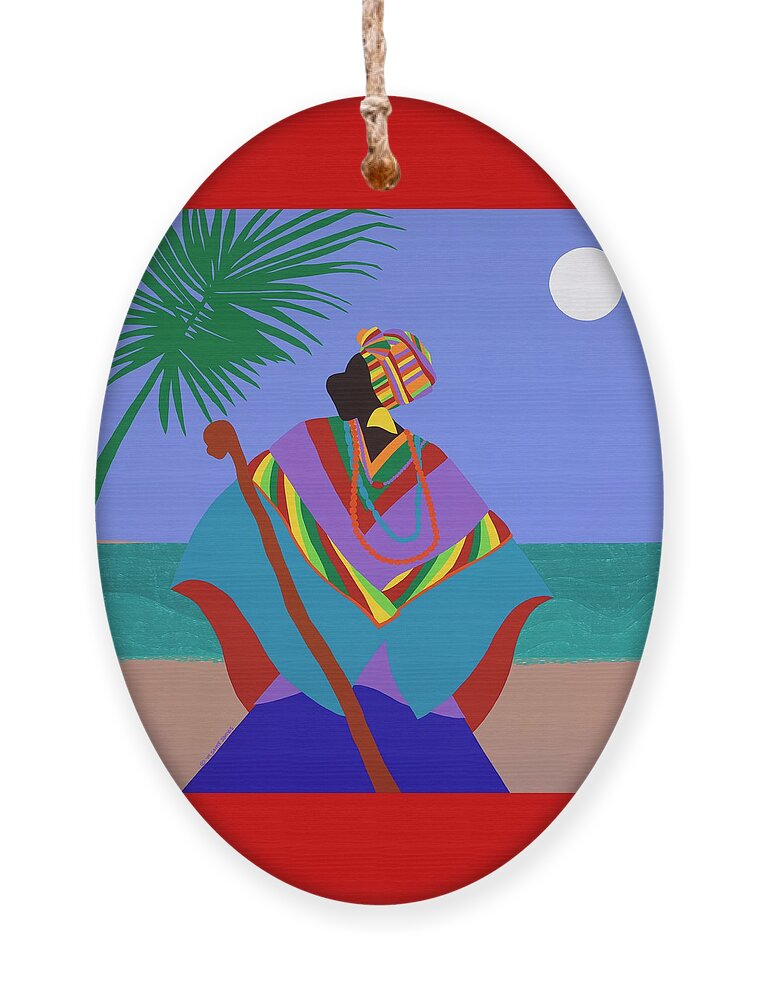 Gullah Ornament featuring the painting Gullah Geechee Conjure Woman by Synthia SAINT JAMES