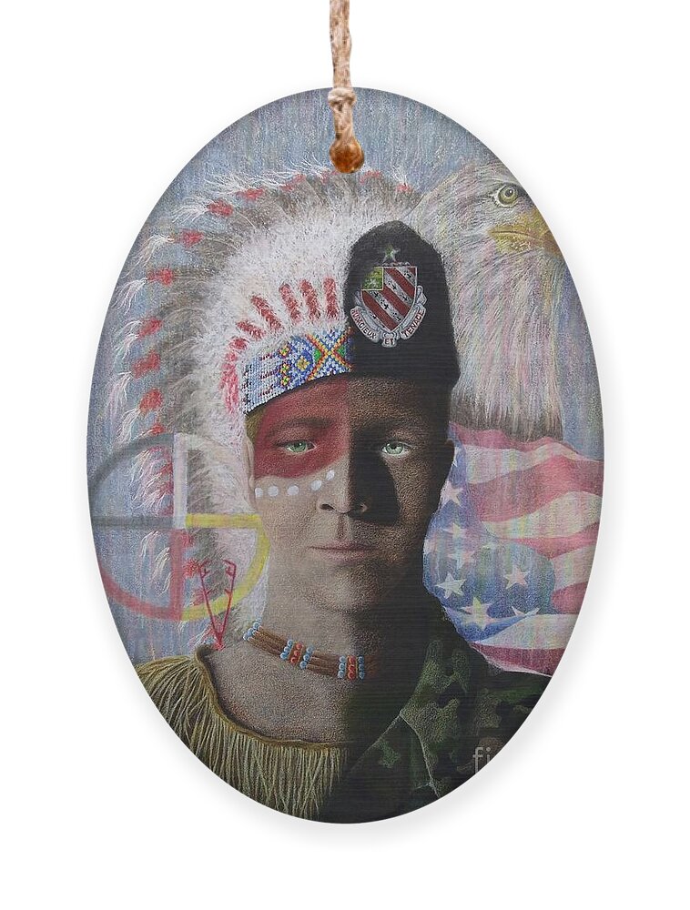 Native American Ornament featuring the drawing Half-Blood Whole-Heart by Lisa Bliss Rush