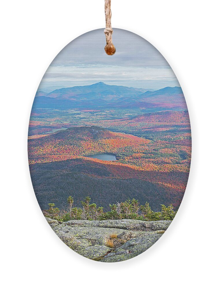 Adirondacks Ornament featuring the photograph Heart Lake and Whiteface Mountain as seen from the Summit of Wright Mountain Adirondacks by Toby McGuire