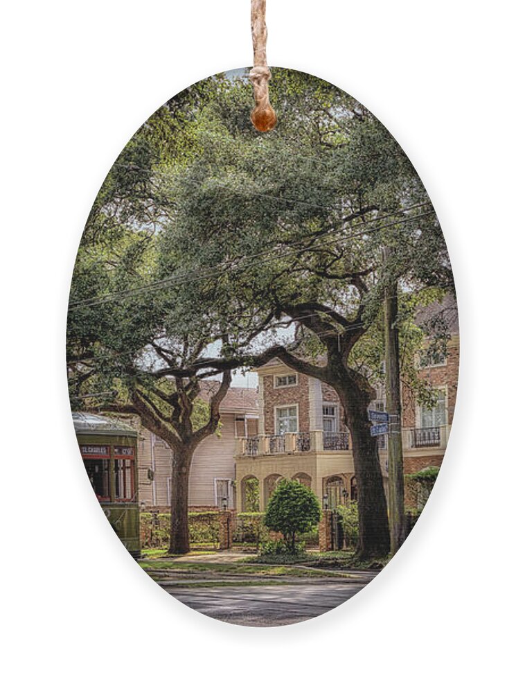 Garden District Ornament featuring the photograph Historic St. Charles Streetcar by Susan Rissi Tregoning