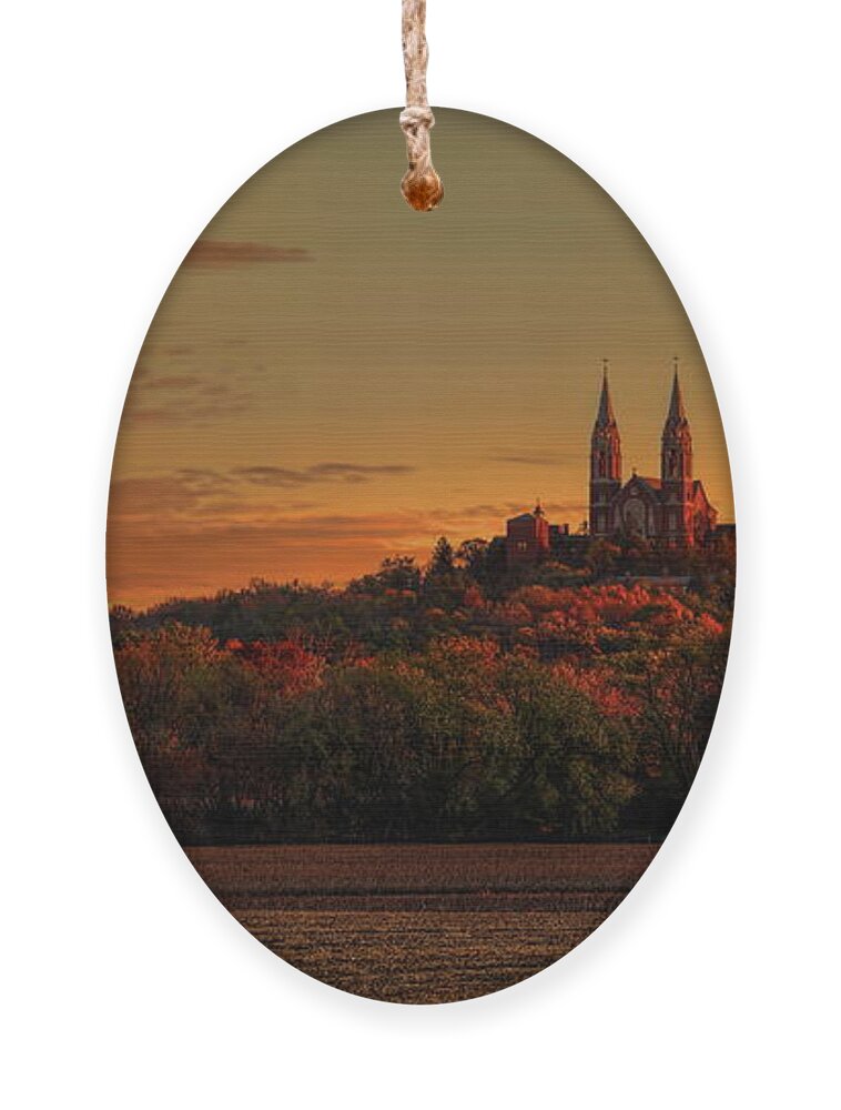 Church Ornament featuring the photograph Holy Hill Sunrise Panorama by Dale Kauzlaric