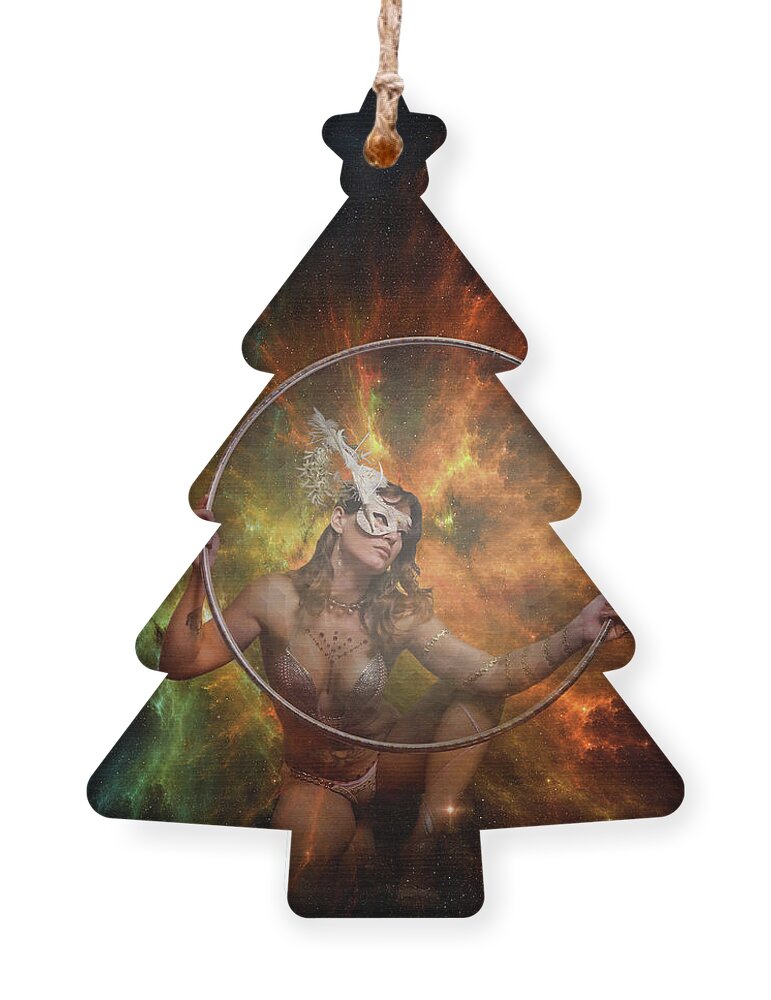 Dark Ornament featuring the digital art Hoop Universe by Recreating Creation